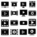 Play video icon vector set. Media player illustration sign collection. Video symbol. Play logo. Royalty Free Stock Photo