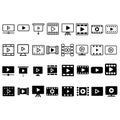 Play video icon vector set. Media player illustration sign collection. Video symbol. Play logo. Royalty Free Stock Photo