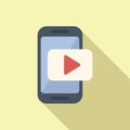 Play video marketing icon flat vector. Phone use control Royalty Free Stock Photo