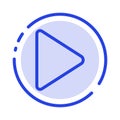 Play, Video, Twitter Blue Dotted Line Line Icon