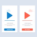 Play, Video, Twitter  Blue and Red Download and Buy Now web Widget Card Template Royalty Free Stock Photo