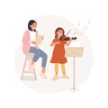 Play violin isolated cartoon vector illustration.