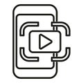 Play virtual video icon outline vector. Code video marker