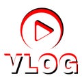 Play vlog logo, flat style