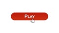 Play web interface button clicked with mouse cursor, wine red color, online game Royalty Free Stock Photo