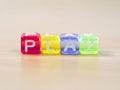 PLAY word written on color block. PLAY text o.n table, concept Royalty Free Stock Photo