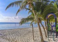 Playa Azul beach palm seascape panorama in Cancun Mexico Royalty Free Stock Photo