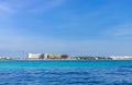 Playa Azul beach palm seascape panorama in Cancun Mexico Royalty Free Stock Photo