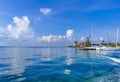 Playa Azul beach palm seascape panorama in Cancun Mexico Royalty Free Stock Photo