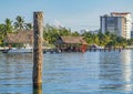 Playa Azul beach palm seascape panorama in Cancun Mexico Royalty Free Stock Photo