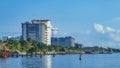 Playa Azul beach palm seascape panorama in Cancun Mexico Royalty Free Stock Photo