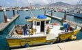 Fishing boat moored in marina Playa Blanca, Lanzarote. Royalty Free Stock Photo