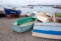 Playa Blanka, Lanzarote, Spain - 2072017: Fishing boats on the beach in the port of Playa Blanca