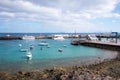 Playa Blanka, Lanzarote, Spain - 2072017: Ships and yachts in the port of Playa Blanca