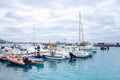 Playa Blanka, Lanzarote, Spain - 1972017: Small yachts moored in the marina of Playa Blanca