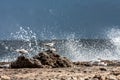 Playa Canoa North Coast waves and terns Royalty Free Stock Photo