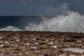 Playa Canoa waves and birds Royalty Free Stock Photo