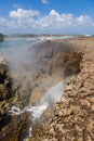 Playa Canoa waves and rainbow Royalty Free Stock Photo