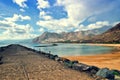 Playa de Las Teresitas near Santa Cruz de Tenerife. Yellow sand beach in the north of Tenerife. Royalty Free Stock Photo