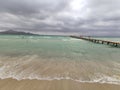 Playa de Muro beach and pier Royalty Free Stock Photo