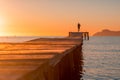 Playa de Muro. Male runner train in morning