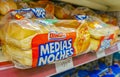 Bimbo Hot dog bread Medias Noches packaging supermarket in Mexico