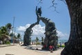 PLAYA DEL CARMEN, MEXICO - 20 April 2022: Portal Maya Sculpture in Playa del Carmen