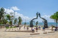 PLAYA DEL CARMEN, MEXICO - 20 April 2022: Portal Maya Sculpture in Playa del Carmen