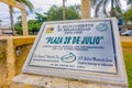 Playa del Carmen, Mexico - January 10, 2018: Informative sign of playa 28 de juliolocated in playa del Carmen. The city