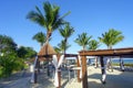 PLAYA DEL CARMEN, MEXICO - NOVEMBER 09, 2017: Outdoor view of beautiful huts located along the beach in PLaya del Carmen Royalty Free Stock Photo