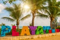 Playa del Carmen, Mexico: Open view of the huge words of Playa by the beach in Playa del Carmen, Riviera Maya, Mexico Royalty Free Stock Photo