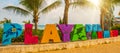 Playa del Carmen, Mexico: Open view of the huge words of Playa by the beach in Playa del Carmen, Riviera Maya, Mexico Royalty Free Stock Photo