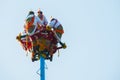 Playa del Carmen, Mexico, Riviera Maya: Dance of Los Voladores the Totonac, performing ancient ritual Royalty Free Stock Photo