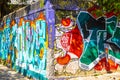 Artistic walls with paintings and graffiti Playa del Carmen Mexico