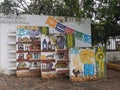 Artistic walls with paintings and graffiti Playa del Carmen Mexico