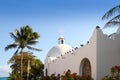 Playa del Carmen white Mexican church archs belfry Royalty Free Stock Photo