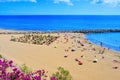 Playa del Ingles beach in Maspalomas, Gran Canaria, Spain