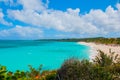 Playa Esmeralda in Holguin, Cuba. The view from the top of the beach. Beautiful Caribbean sea turquoise.