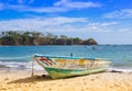 PLAYA MONTEZUMA, COSTA RICA, JUNE, 28, 2018: Outdoor view of small boat in the shore in Playa Montezuma during gorgeous