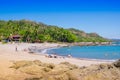 PLAYA MOTEZUMA, COSTA RICA, JUNE, 28, 2018: Unidentified people swimming and enjoying the beautiful blue water of the