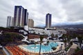 Playa Paraiso,Tenerife,Canary islands,Spain - June 10,2017:View of Hard Rock hotel is a luxury beachfront hotel set.