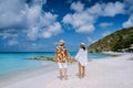 Playa Porto Marie beach Curacao, white tropical beach with turqouse water ocean Royalty Free Stock Photo