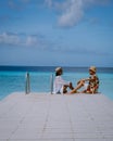 Playa Porto Marie beach Curacao, white tropical beach with turqouse water ocean Royalty Free Stock Photo