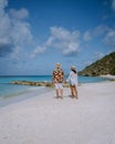 Playa Porto Marie beach Curacao, white tropical beach with turqouse water ocean Royalty Free Stock Photo