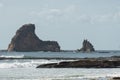 Nicaragua`s rocky beach with waves and blue ocean Royalty Free Stock Photo