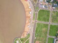 The Playa San Jose in Encarnacion in Paraguay from a bird`s eye view. Royalty Free Stock Photo