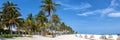 Playa Spratt Bight beach travel with palms panorama vacation sea on island San Andres in Colombia