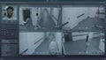 Playback CCTV cameras in modern hospital with AI facial recognition Royalty Free Stock Photo