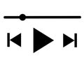 The playback fast forward back track and track playback duration timeline symbols white backdrop