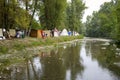 Playback of a medieval camp. Color image